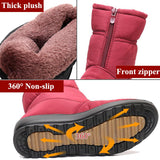 Fligmm Waterproof Non-slip Ankle Boots Women Winter Thick Plush Keep Warm Snow Boots Woman Zipper Soft Bottom Cotton Botas Shoes