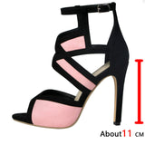 fligmm Peep Toe Cutout Colorblock High Heels Sandals For Women Buckle Sexy Wedding Dress Luxury Fahsion Shoes Summer