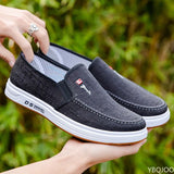 Fligmm Men's shoes are breathable and light old Beijing cloth shoes men's low top canvas shoes and lazy work shoes 2023