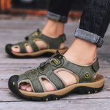 Fligmm Leather Men Shoes Summer New Large Size Men's Sandals Men Sandals Fashion Sandals Slippers Big Size 38-47