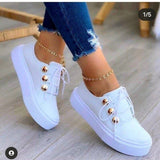 Fligmm Spring Korean Sports Shoes Lace Up flats Breathable White Shoes platform Woman Shoes casual Sneakers zapatos de mujer