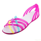 Fligmm Women Sandals Hot Sale Summer New Candy Color Women Shoes Peep Toe Stappy Beach Sandals Rainbow Jelly Shoes Woman Flats