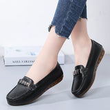 Fligmm Flats Women Shoes Loafers Genuine Leather Women Flats Slip On Women's Loafers Female Moccasins Shoes Plus Size