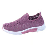 Fligmm Korean Mesh Comfortable Women Shoes Breathable Hollow Sports Walking Sneakers Casual Flat Ladies Solid Shoes 2023