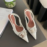 fligmm High Heel Shoes Women Slingback Sandals Female Pointed Toe Elegant Pumps For Party Shoes Brand Buckle Slip On Mule Mujer