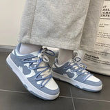 Fligmm Preppy Style Sneakers Girly Heart Fashion Blue Casuals Sneakers New Couple Trend Lace-up White Shoes Sneakers Women Shoes