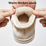 Fligmm 2023 Warm Down Slippers Women Winter Non-Slip Waterproof Plush Slippers for Unisex Soft Sole Couple Cotton Padded Shoes