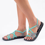 Fligmm summer Women Sandals Fashion Gladiator Sandals Summer Shoes Female Flat Sandals Rome Style Cross Tied Sandals Shoes 256