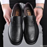 Fligmm Shoes Genuine Leather Casual Shoes For Men Flat Platform Walking Shoes Outdoor Footwear Loafers Breathable Sneakers