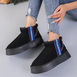 Fligmm Chunky Platform Snow Boots Women Plush Lined Winter Ankle Boots Woman Plus Size 42 Faux Suede Thick Bottom Cotton Shoes