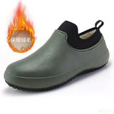 Fligmm Mens Kitchen Working Shoes Non-slip Waterproof Chef Shoes Casual Unisex Work Shoes Water Shoes Rain Cotton Boots Plus Size