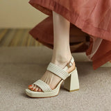 Fligmm Women Fashion Buckle Strap 2023 Comfortable Summer High Heeled Roman Sandal Woman Open Toed Square Heel Thick Heel Shoes