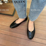 fligmm Bow Knot Flats Slip On Casual Shoes Women Boat Ballet Flat Ballerina Soft Moccasin Female Round Toe Fashion Shallow Muje