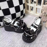 Fligmm Black Mary Jane Lolita Shoes Women 2023 Autumn Chunky High Heels Platform Pumps Woman Metal Chain Punk Shoes Footwear