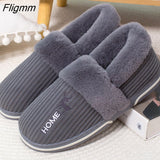 Fligmm Women Men Couples Home Slippers New Fashion Warm Winter Furry Soft Short Plush Slipper Non Slip Bedroom Slides Indoor Shoes