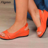 Fligmm Women's Shoes Sandals Soild Color Female Shoes Fashion Outdoor Women Sandals For Wedges Shoes Woman Zapatos De Mujer 423-1