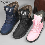 Fligmm Snow Boots Men 2023 New Men Shoes Flat Casual Winter Shoes Keep Warm Ankle Boots for Men Rubber Non-slip Couple Shoes