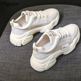 Fligmm Beige Warm Sneakers Women New Spring Autumn Shoes Women Fashion Thick Sole Comfortable Flats Lace-Up White Sneakers