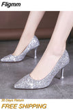 Fligmm Silver High Heels Glitter Heels Pointed Heels Mary Jane Shoes Evening Shoes Dress Shoes Women Pumps Thin Heels Summer d8