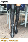 Fligmm Shoes Women Boots Black Over the Knee Boots Sexy Female Autumn Winter lady Thigh High Boots sdc890