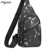 Fligmm Men's USB Chest Bag Designer Men Messenger Crossbody Package PU Leather Shoulder Bags Package Travel Chest Bag Bolso Hombre