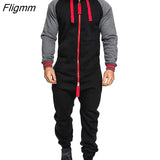 Fligmm Men Overalls Brand Long Sleeve Sweatshirt Garment Pajama Casual Tracksuit Jumpsuit Splicing Long Sleeve Male Clothes