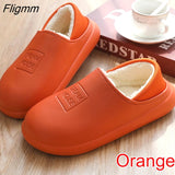 Fligmm Winter Waterproof Home Slippers Womens 2023 Plush Warm House Female Soft Slippers Non-Slip Memory Foam Couples Shoes Outdoor