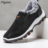 Fligmm Men Boots Winter Plush Ankle Boots for Men Outdoor Moccasin Keep Warm Sneakers Comfortable Lightweight Casual Shoes for Men