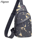 Fligmm Men's USB Chest Bag Designer Men Messenger Crossbody Package PU Leather Shoulder Bags Package Travel Chest Bag Bolso Hombre