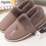 Fligmm Women Men Couples Home Slippers New Fashion Warm Winter Furry Soft Short Plush Slipper Non Slip Bedroom Slides Indoor Shoes