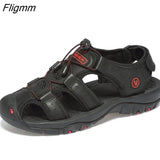 Fligmm Genuine Leather Men Shoes Summer New Large Size Men's Sandals Men Sandals Fashion Sandals Slippers Big Size 38-47