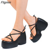 Fligmm Size 35-43 Brand New women's Wedges High Heels Sandals Fashion Buckle Platform Summer Sandals Women Party Beach Shoes Woman