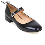 Fligmm Flat Shoes Women Mary Jane Ladies Shoes Flats Fall Buckle School Shoes Ballerina Flats Footwear Black Big Size 9 10 43