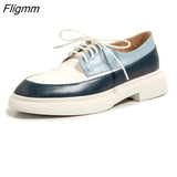 Fligmm Natural Genuine Leather Flats Shoes Women Round Toe Casual Shoes Cross Tied Flats Footwear Female Shoes Spring 2023 New