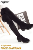 Fligmm High Boots Female Winter Boots Women Over The Knee Boots Flat Stretch Sexy Fashion Shoes Black Botas Mujer 2023