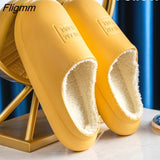 Fligmm Winter Waterproof Home Slippers Womens 2023 Plush Warm House Female Soft Slippers Non-Slip Memory Foam Couples Shoes Outdoor