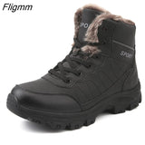 Fligmm Men Winter Snow Boots Waterproof Sneakers Super Warm Men's Boots Outdoor Anti-slip Male Hiking Boots Work Shoes Size 45