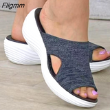 Fligmm Women Sandals 2023 New Summer Sandals Soft Bottom Wedges Chaussure Femme Casual Low Heels Summer Shoes For Women Slippers Luxury