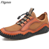 Fligmm Men Shoes Spring Soft Loafers Lazy Shoes Lightweight Leather Mesh Casual Shoes Men Sneakers Tenis Masculino Zapatillas Hombre