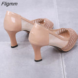 Fligmm Woman Pumps Bling Open Toe Dress Shoes Slip-On High Heels Hollow Out Women Sandals office Spike Heels mujer Ladies Shoes