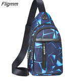 Fligmm Men's USB Chest Bag Designer Men Messenger Crossbody Package PU Leather Shoulder Bags Package Travel Chest Bag Bolso Hombre