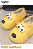 Fligmm Cotton Slippers Women Winter House Fur Warm Cotton Cute Lovely Cartoon Dog Indoor Shoes Couple Thick Soled Non Slip Slipper