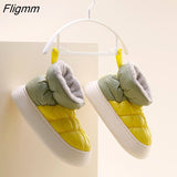 Fligmm Warm Women Snow Boots Winter New Style Men's Cotton Slippers Indoor Outdoor High Top Plush Lining Shoes Drop Shop