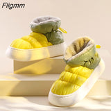 Fligmm Warm Women Snow Boots Winter New Style Men's Cotton Slippers Indoor Outdoor High Top Plush Lining Shoes Drop Shop