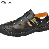 Fligmm Genuine Leather Men Sandals Summer Beach Shoes Men Breathable Wear-resistant Windproof Quick-drying Outdoor Sneakers