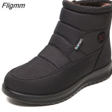 Fligmm Ankle Boots Women Waterproof Women Snow Boots Black Round Toe Shoes Woman Comfortable Female Flat Boots Sneakers Big Size