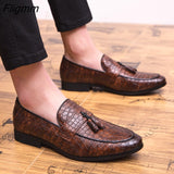 Fligmm Braided Pattern Genuine Leather Shoes Slip-on Casual Loafers Men's Business Shoes Formal Dress Shoes Zapatos Dropshipping