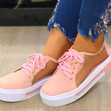 Fligmm Women Sneakers 2023 Fashion Lace Up Sneakers For Women Comfortable Platform Sneakers Soft Casual Shoes Plus Size Female Footwear