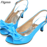 Fligmm Women Sandals Summer Shoes Woman Sandals Peep Toe High Heels Shoes Bow Ladies Heel Sandals Yellow Large Size 11 12 45 46