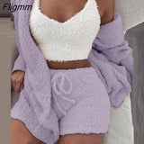 Fligmm Women Casual Sportswear Two Piece Sets Drawstring Crop Top and Shorts Summer Matching Set Athleisure 2023